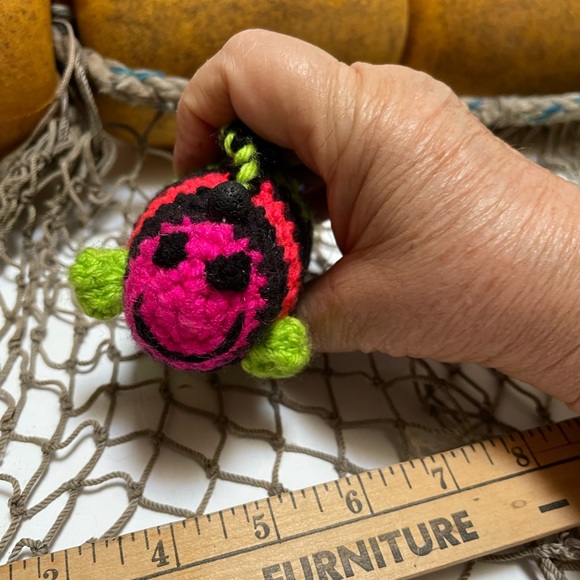 Crochet  Small Pink Faced Fish Lava Bead Essential Oil Diffuser Ornament SK - Picture 4 of 5